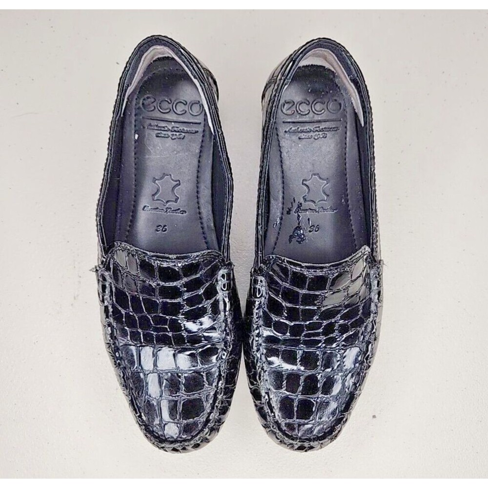 ECCO Dress Shoes/Loafers Black EU 36 Croc Print. EUC DRIVING MOC 5.5 EUC